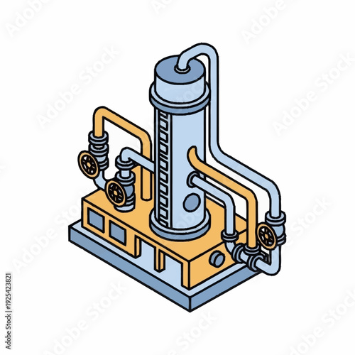 Industrial Equipment with Pipes and Valves.