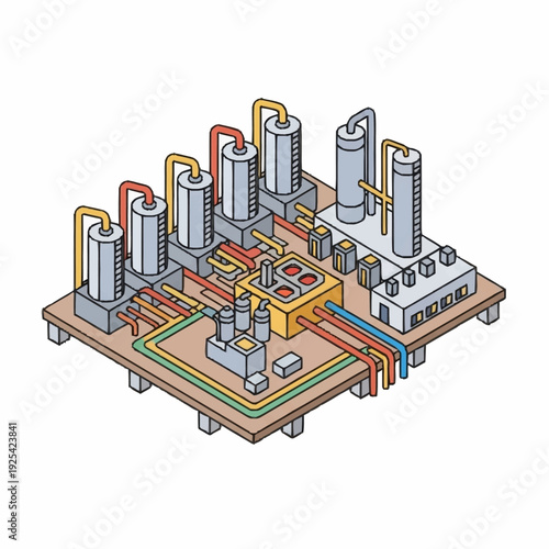 Wallpaper Mural Industrial Factory Model with Pipes and Tanks. Torontodigital.ca
