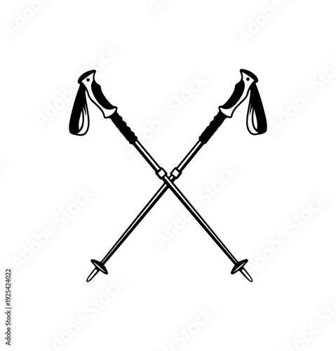 Vector illustration of crossed trekking poles
