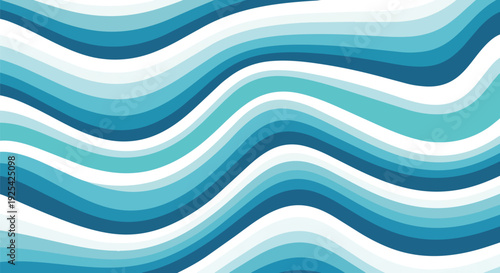 Dynamic fluid aquatic striped pattern abstract design with oscillating cerulean marine and pristine white tones creating a soothing oceanic ripple