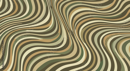 Earthy brown and green undulating lines creating a hypnotic rhythmic flow pattern background