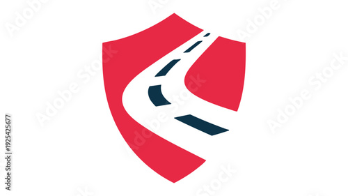 Free Download Dynamic red road shield with abstract pathway vector icon - GFXLoad