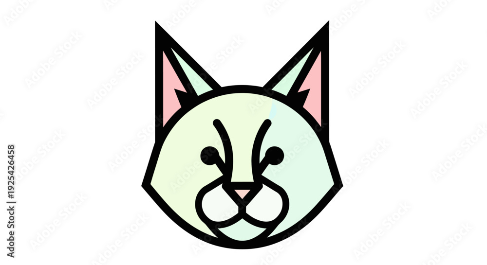 Fototapeta premium Stylized Feline Animal Head Icon on White Background