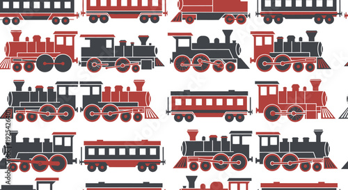 Vintage train pattern illustration