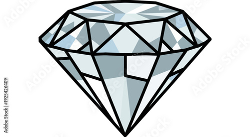 Sparkling diamond gem illustration on white background.