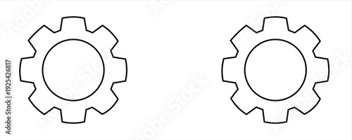 Gear vector icon with transparent background, simple black cogwheel symbol, tools, mechanical concepts. Minimal flat design illustration suitable apps, websites, interface, engineering, technology