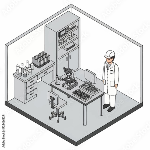Scientist in Laboratory Setting with Equipment.