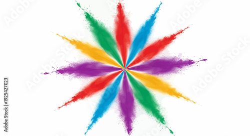 Colorful abstract illustration of a Holi Day celebration background with rainbow colors and powder design elements for a festive party event.