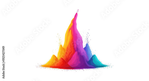 Vibrant illustration of colorful powder piles in rainbow hues on a white background, symbolizing Holi Day celebration and festive joy.