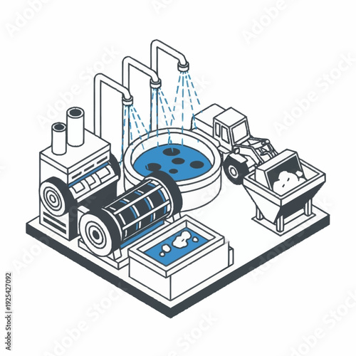 Industrial Water Treatment Process Equipment Diagram.