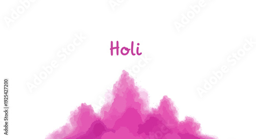 Vector illustration of a pink powder explosion for Holi Day celebration on a white background with colorful design elements.