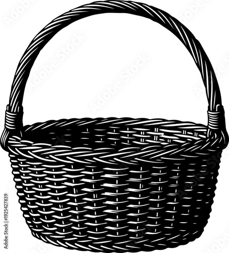 Wicker basket silhouette vector illustration