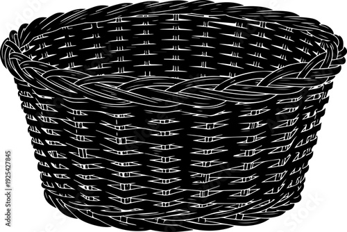 Wicker basket silhouette vector illustration