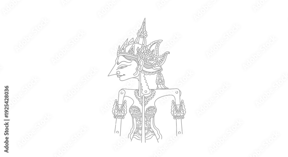 Fototapeta premium Traditional Javanese Wayang Kulit Puppet Outline