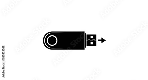 USB Flash Drive Icon, Data Storage, Digital Information Transfer, Technology Symbol