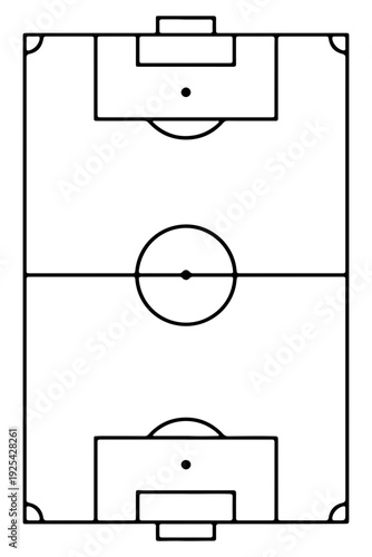 Soccer Field Diagram with Goals and Center Circle, Vector Illustration