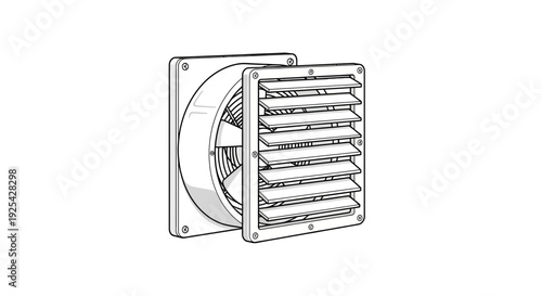 Ventilation Fan and Grille - Line Art Illustration
