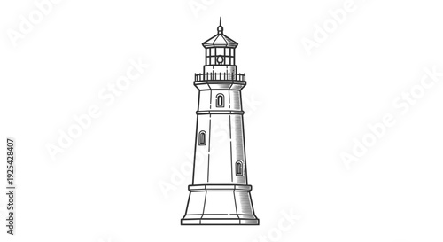 Vintage Lighthouse Sketch - Coastal Navigation Beacon Illustration