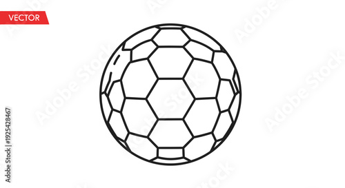 Soccer Ball Outline Vector Graphic - Classic Hexagon and Pentagon Pattern