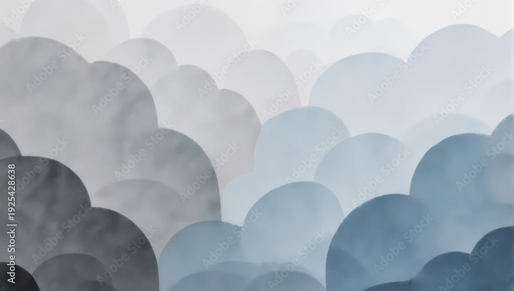Obraz premium Abstract Watercolor Cloudscape - Serene Blue and Gray Hues.