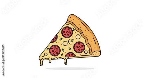 Delicious Slice of Pepperoni Pizza with Melting Cheese, Isolated on White Background