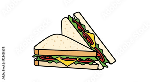 Delicious Triangle Sandwiches with Cheese, Tomato, and Lettuce on White Bread