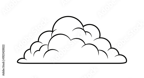 Cartoon Cloud Illustration - Simple Line Art Cumulus Cloud
