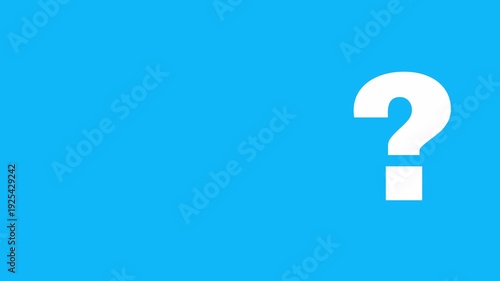 Question mark animation from left to right with rotation effect on a blue background