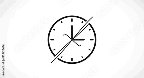 Clock Face with Diagonal Line Through It, Symbolizing Time Out or Interruption