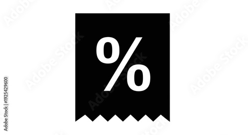 Black percentage sign on a receipt icon, representing discount, sale, or offer