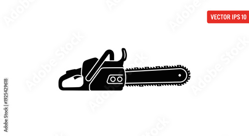 Black silhouette of a chainsaw on a white background, clean vector illustration