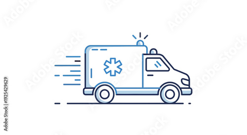 Ambulance Emergency Vehicle Speeding Motion Lines Medical Help Icon