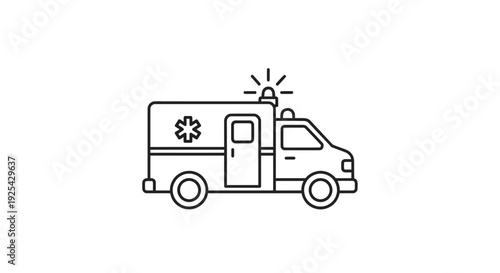 Ambulance Icon, Emergency Medical Service Vehicle, Vector Illustration