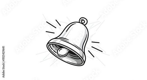 Vintage Bell Ringing with Sound Waves, Retro Alarm Icon