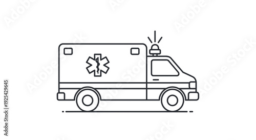 Ambulance icon, emergency medical service vehicle, vector illustration
