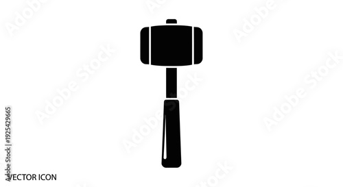 Black silhouette of a rubber mallet icon on a white background, vector illustration