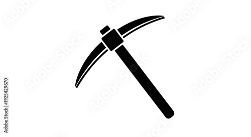 Black Silhouette of a Pickaxe Tool on White Background