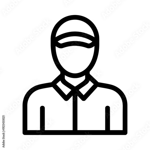 A simple black line drawing of a masked person