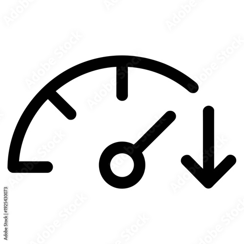 Free Download A simple black icon of a gauge with a downward trend - GFXLoad