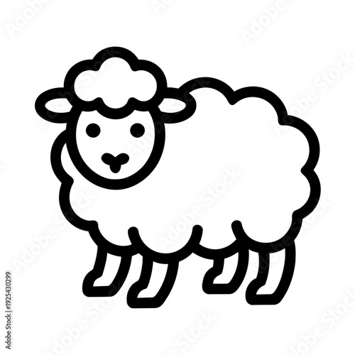 A cute cartoon sheep with a fluffy woolly coat