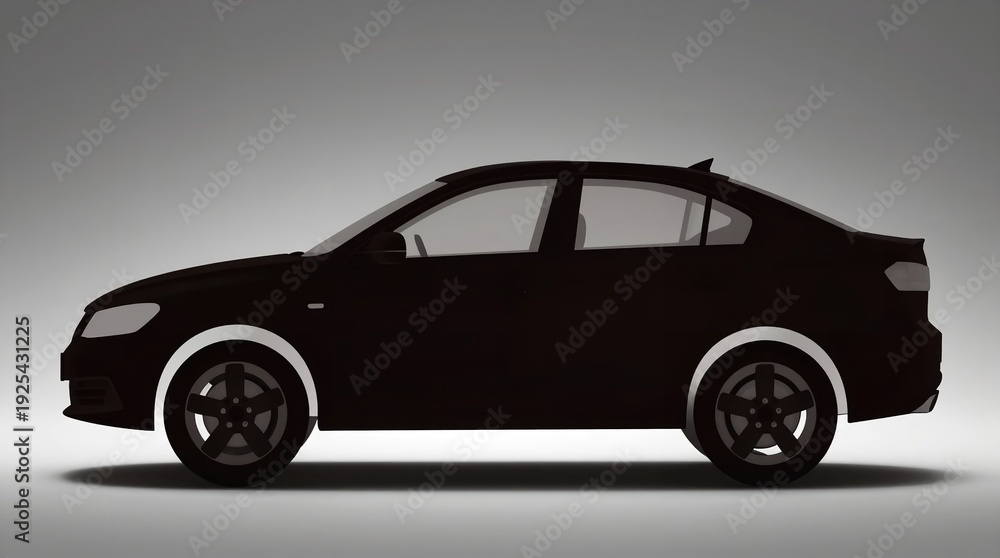 Fototapeta premium A sleek black car is silhouetted against a gray background
