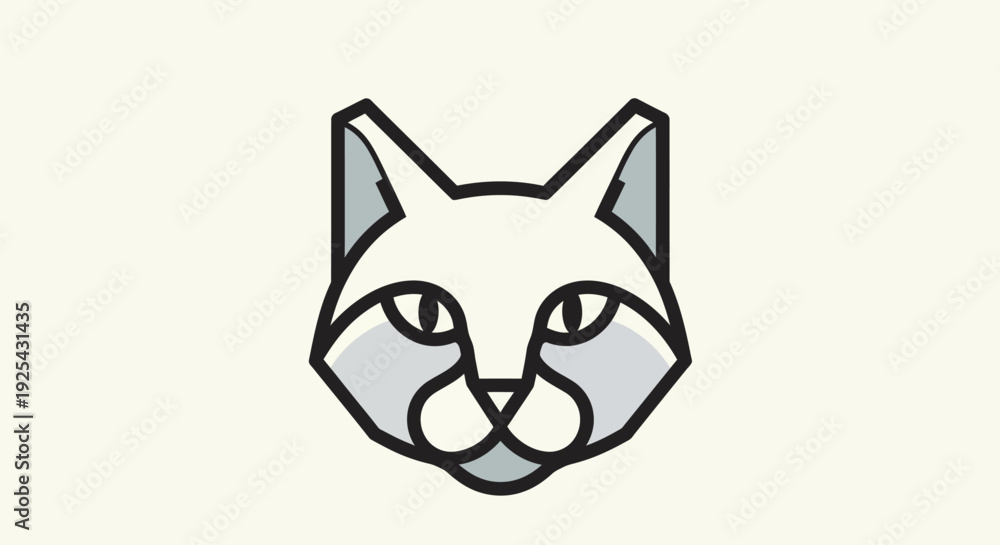 Obraz premium Minimalist Cat Head Icon - Simple Feline Face Illustration