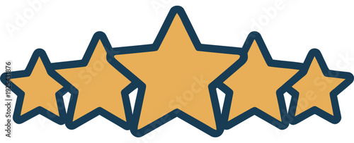 A graphic illustration of five gold stars in a row