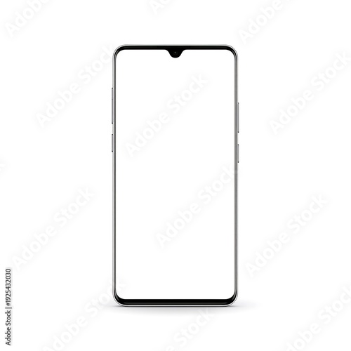 Blank black smartphone isolated on white background featuring an empty screen display for business advertising on a mobile banner frame object