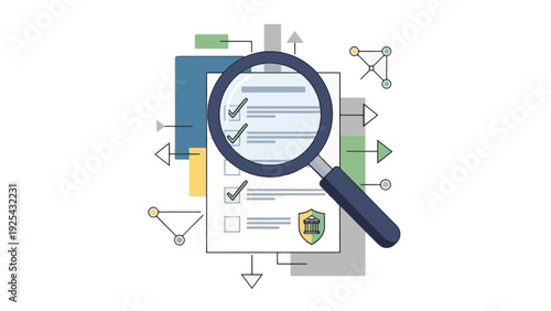 Magnifying Glass Examining Document Details.