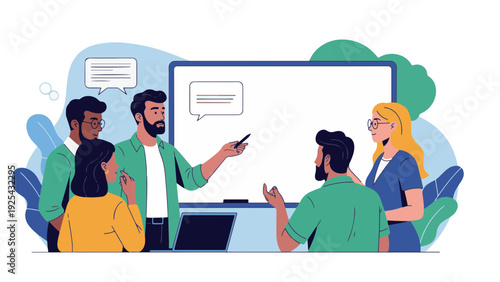 Group of People Discussing Around Whiteboard.