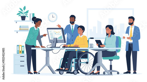 Diverse Colleagues Working Together in Office.