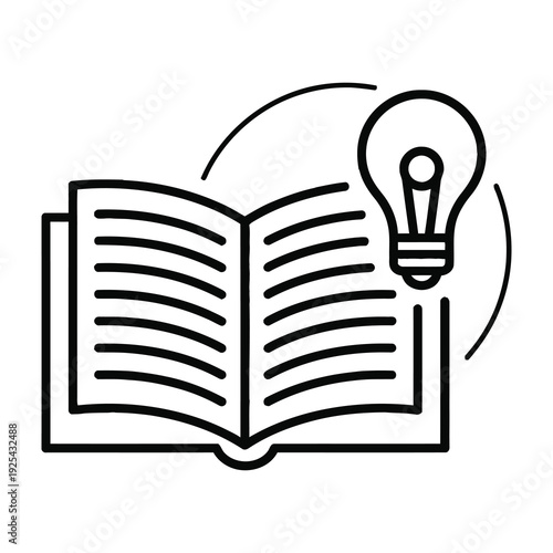 Open book with light bulb symbolizing knowledge and ideas