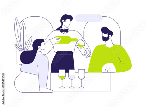 Wine tasting isolated cartoon vector illustrations.