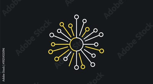 Abstract Bursting Fireworks Sparkler Design on Black Background